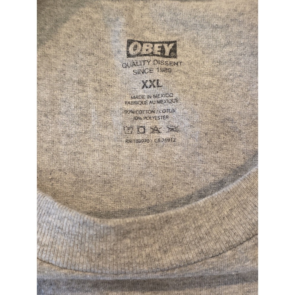 Obey Graphic T Shirt Mens XXL Gray Streetwear Shepard Fairey Skate Casual - Picture 5 of 7